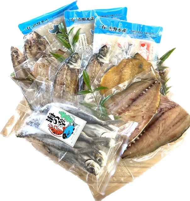 海産物セット(塩干し6枚、みりん干4枚、味付すり身3種、丸干し)